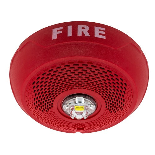 System Sensor SPSCRLED L-Series indoor LED ceiling speaker strobe, red, marked FIRE - view 2