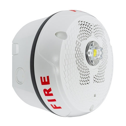 System Sensor SPSCWKLED L-Series outdoor LED ceiling speaker strobe, white, FIRE marking - view 2