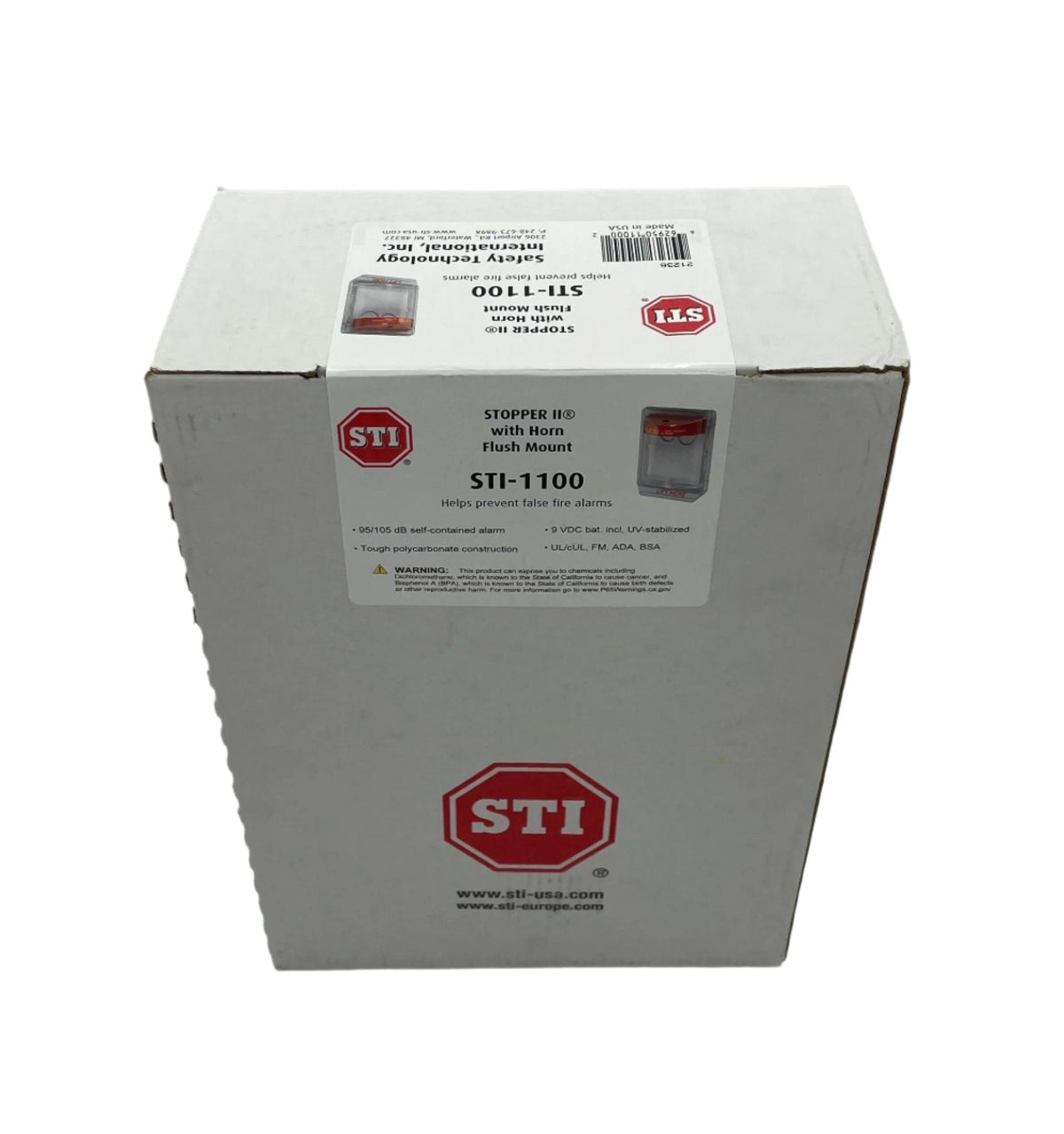 STI STI-1100 Stopper II clear polycarbonate pull station cover with built-in horn, flush mount - view 2