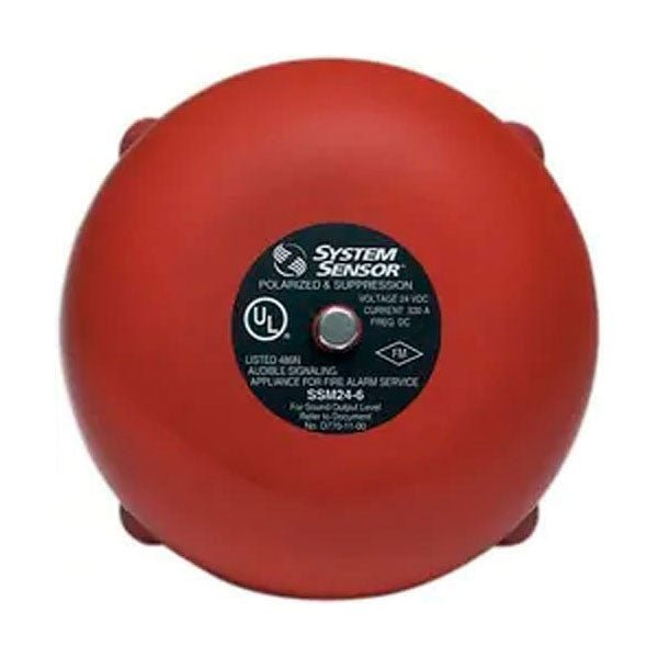 System Sensor SSM24-6 6-inch red motor-driven SSM Series alarm bell, 24 VDC, polarized - view 2